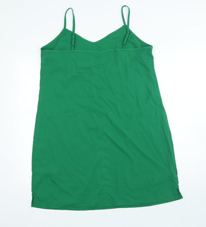 Marks and Spencer Womens Green Polyester Shift Size 14 V-Neck Pullover