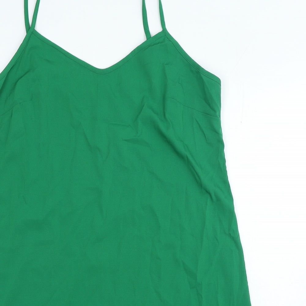 Marks and Spencer Womens Green Polyester Shift Size 14 V-Neck Pullover