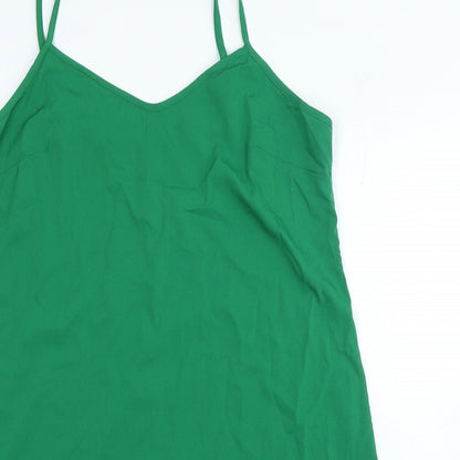 Marks and Spencer Womens Green Polyester Shift Size 14 V-Neck Pullover