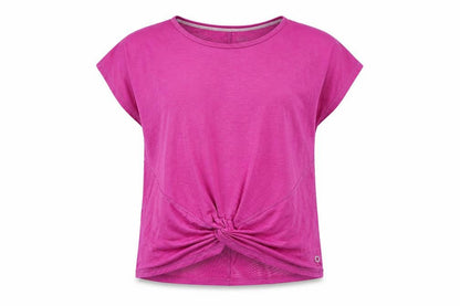 Go Move Girls Purple Polyester Basic T-Shirt Size 9-10 Years Round Neck Pullover - Knot Detail