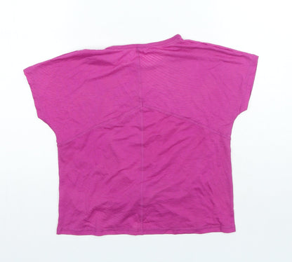 Go Move Girls Purple Polyester Basic T-Shirt Size 9-10 Years Round Neck Pullover - Knot Detail