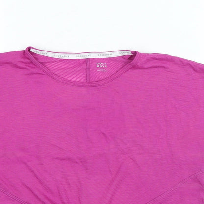 Go Move Girls Purple Polyester Basic T-Shirt Size 9-10 Years Round Neck Pullover - Knot Detail