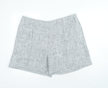 Marks and Spencer Womens Blue Houndstooth Polyester Cut-Off Shorts Size 20 Regular Zip