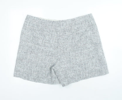 Marks and Spencer Womens Blue Houndstooth Polyester Cut-Off Shorts Size 20 Regular Zip