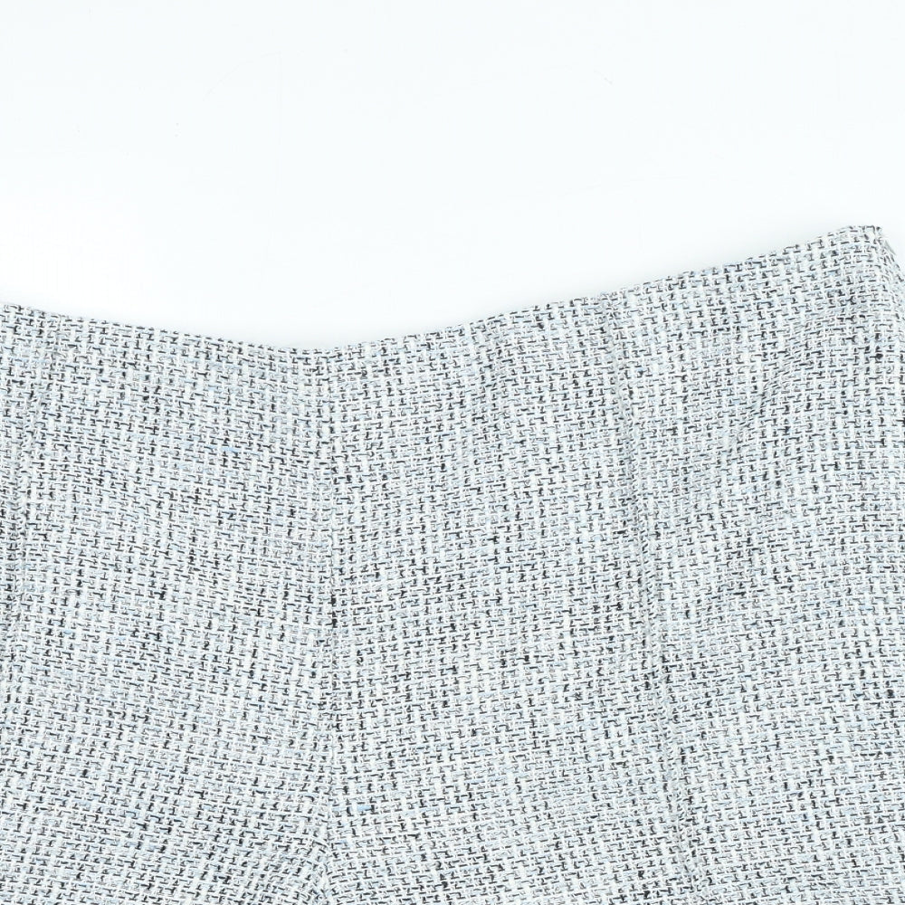 Marks and Spencer Womens Blue Houndstooth Polyester Cut-Off Shorts Size 20 Regular Zip