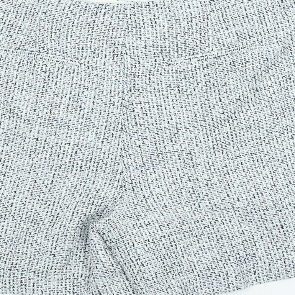 Marks and Spencer Womens Blue Houndstooth Polyester Cut-Off Shorts Size 20 Regular Zip