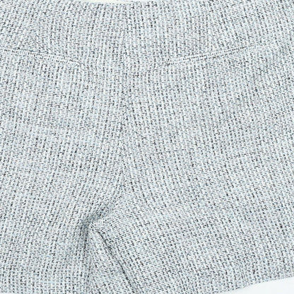 Marks and Spencer Womens Blue Houndstooth Polyester Cut-Off Shorts Size 20 Regular Zip