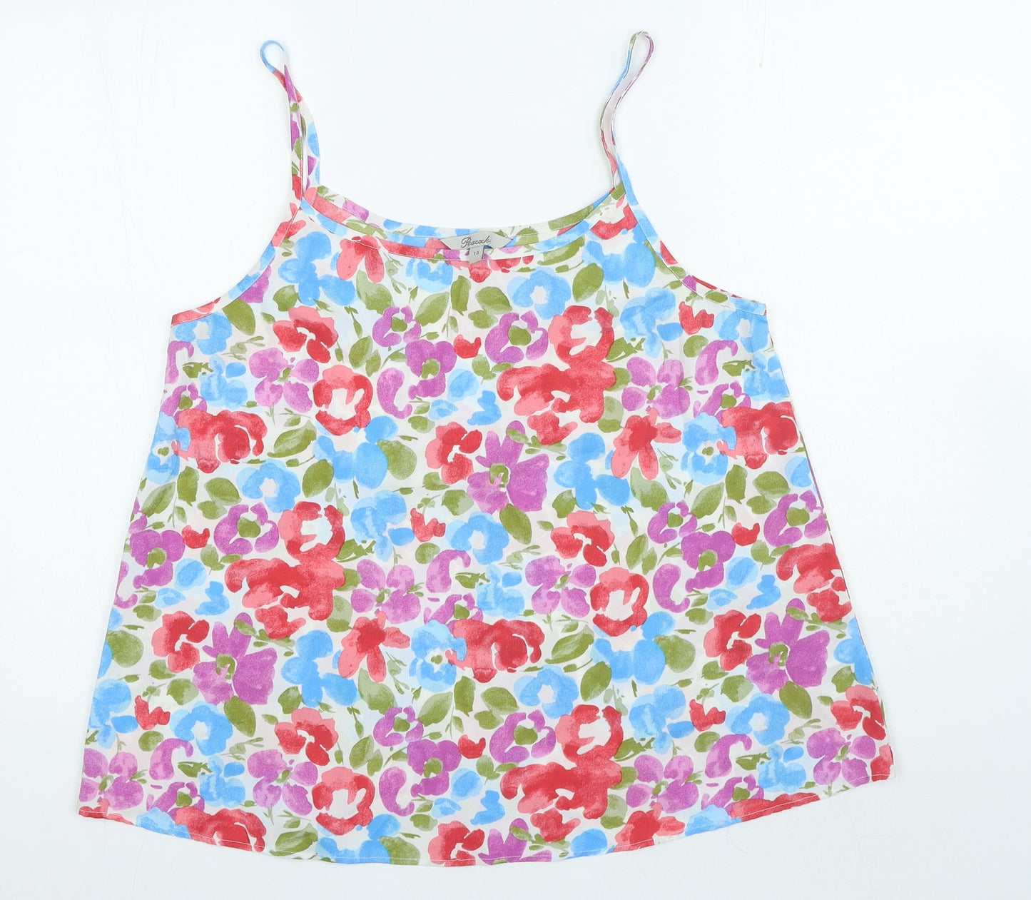 Womens UK Size 14 Peacocks Multicoloured Camisole Blouse