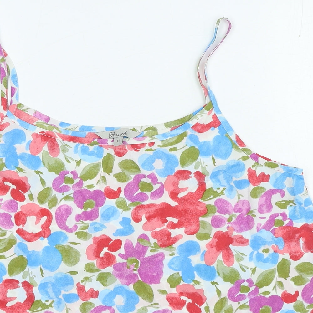 Womens UK Size 14 Peacocks Multicoloured Camisole Blouse