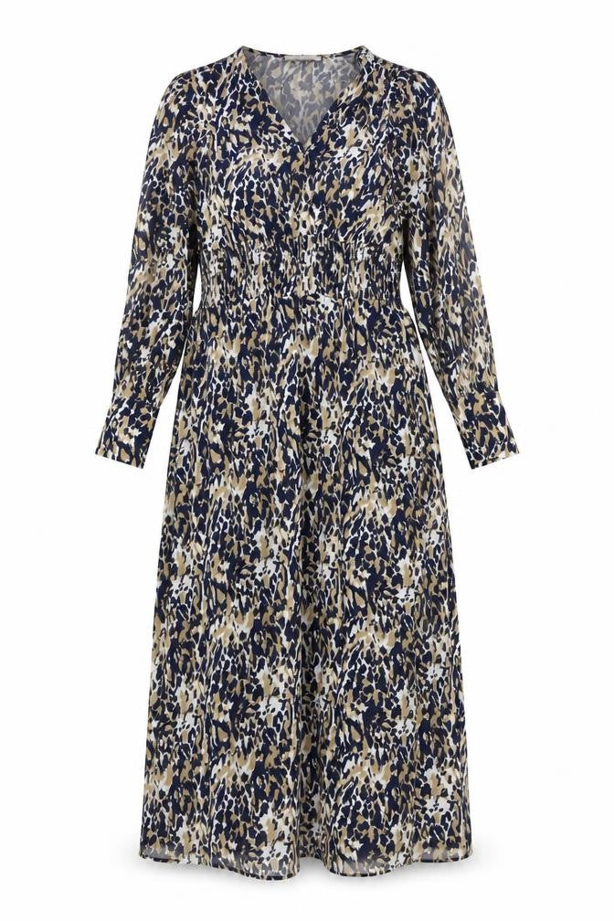 Marks and Spencer Womens Blue Animal Print Viscose Maxi Size 6 V-Neck Pullover