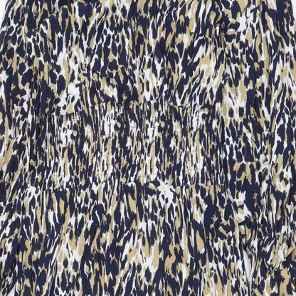 Marks and Spencer Womens Blue Animal Print Viscose Maxi Size 6 V-Neck Pullover