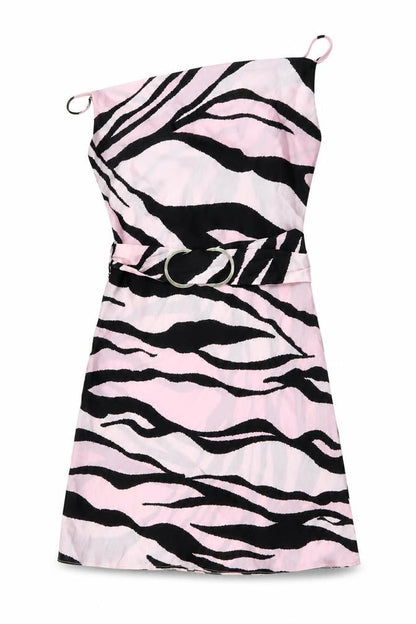 River Island Womens Pink Animal Print Polyester Mini Size 8 Square Neck Pullover