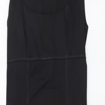 Warehouse Womens Black Polyester Tank Dress Size 8 Scoop Neck Zip