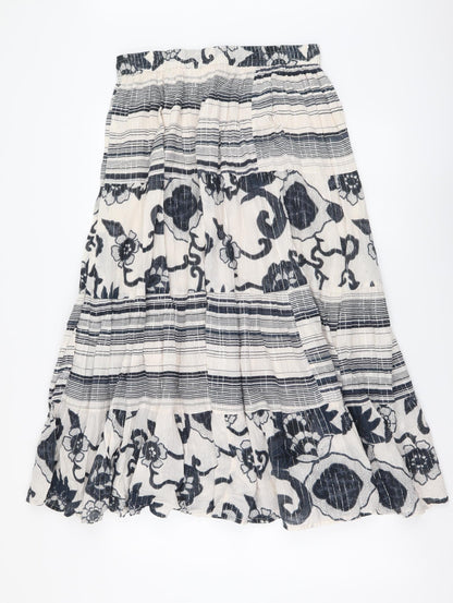THE STOCK SHOP Womens Beige Geometric Cotton A-Line Skirt Size M Drawstring