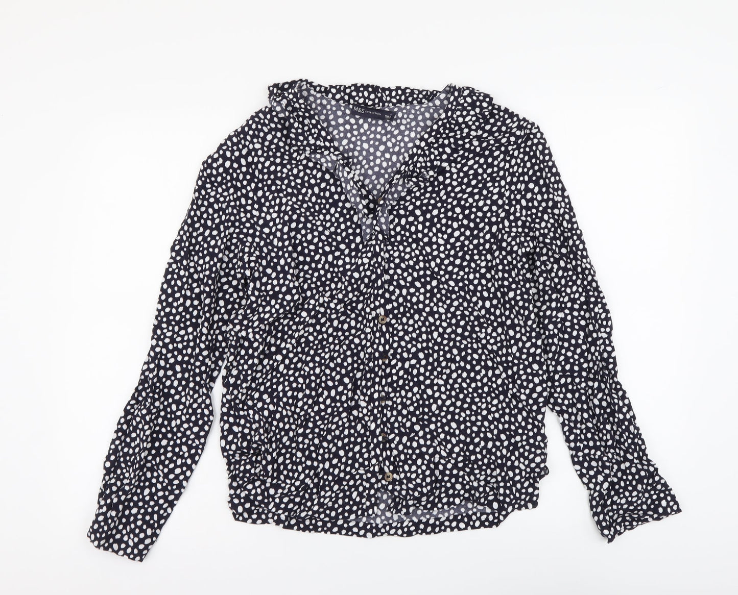 Womens UK Size 8 Marks and Spencer Black Basic Button-Up