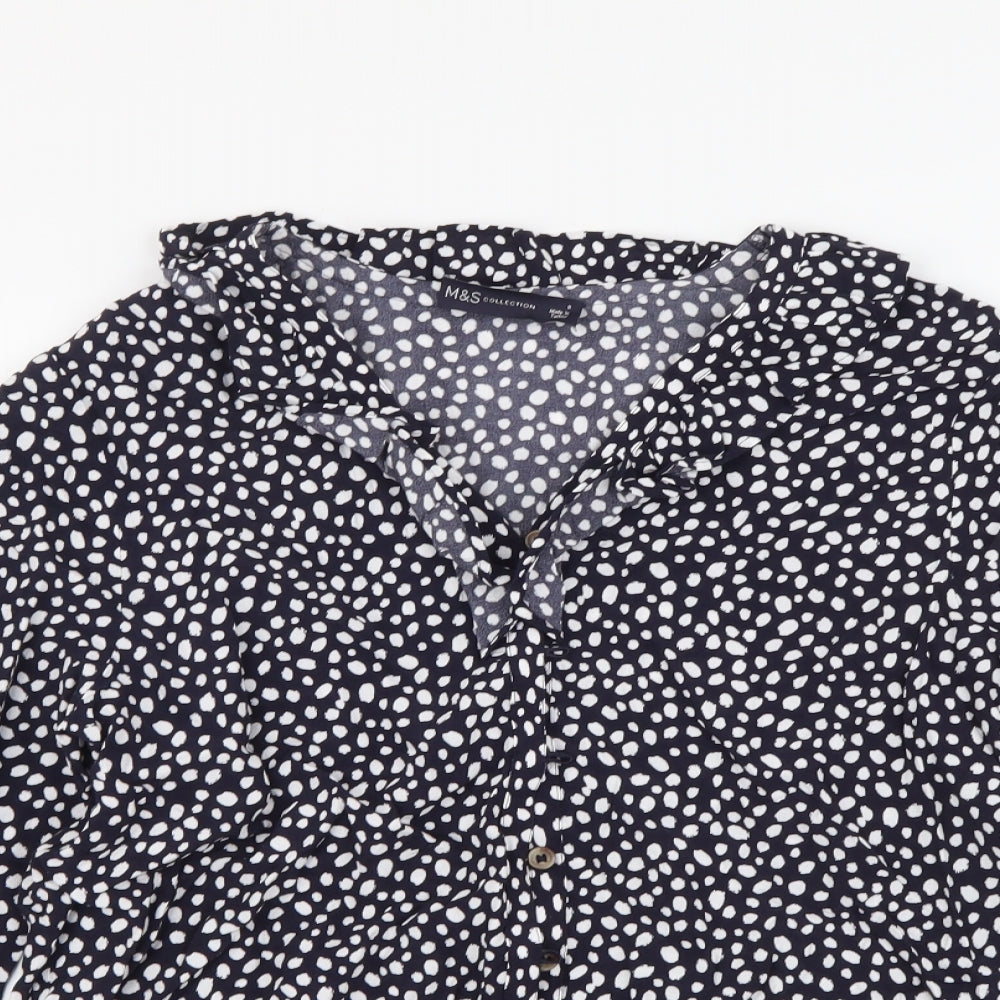 Womens UK Size 8 Marks and Spencer Black Basic Button-Up