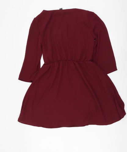 FOREVER 21 Womens Red Polyester Mini Size S V-Neck Pullover