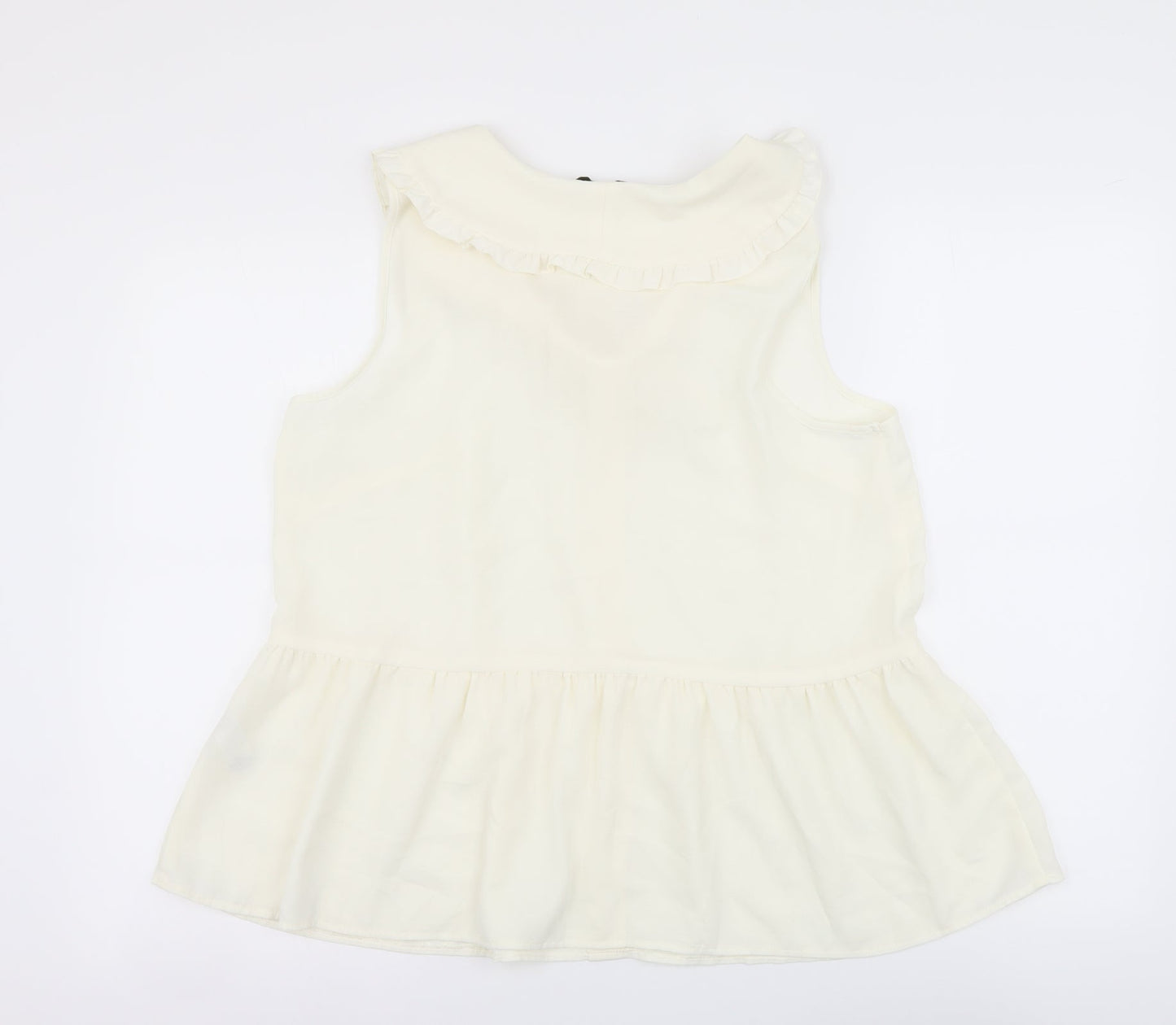 George Womens Ivory Polyester Basic Button-Up Size 14 Collared