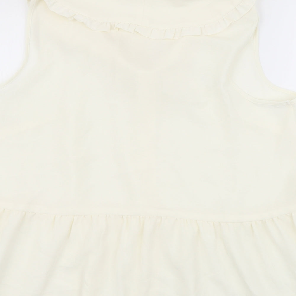 George Womens Ivory Polyester Basic Button-Up Size 14 Collared