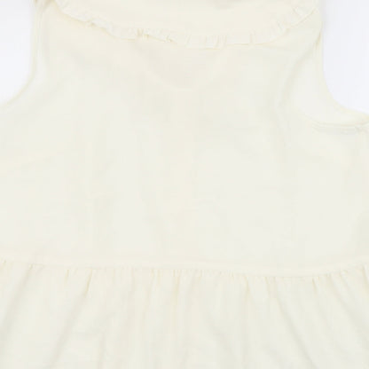 George Womens Ivory Polyester Basic Button-Up Size 14 Collared