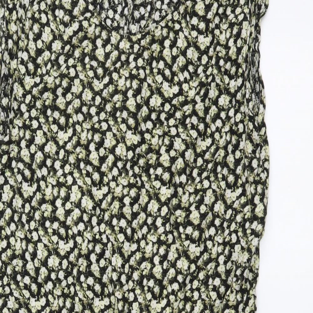 H&M Womens Yellow Floral Viscose A-Line Size 40 Round Neck Pullover