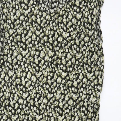 H&M Womens Yellow Floral Viscose A-Line Size 40 Round Neck Pullover