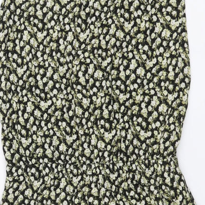 H&M Womens Yellow Floral Viscose A-Line Size 40 Round Neck Pullover