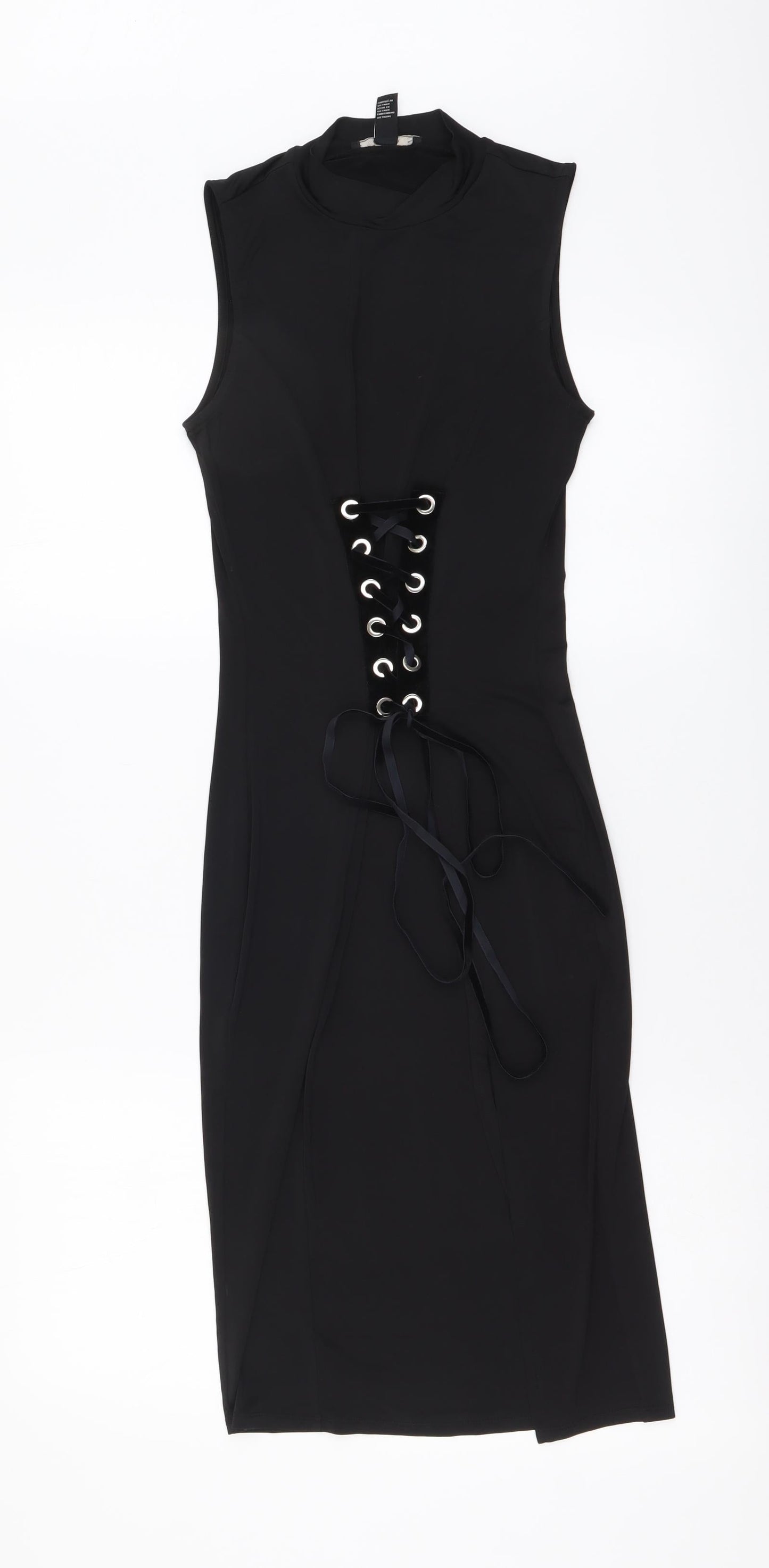 FOREVER 21 Womens Black Polyester Bodycon Size S Mock Neck Pullover