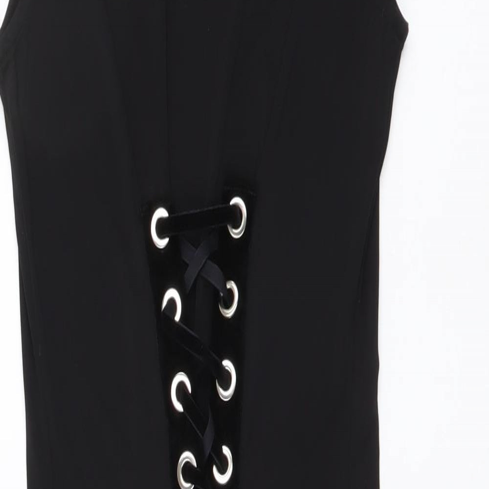 FOREVER 21 Womens Black Polyester Bodycon Size S Mock Neck Pullover