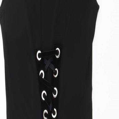 FOREVER 21 Womens Black Polyester Bodycon Size S Mock Neck Pullover