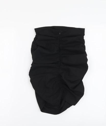AsYou Womens Black Polyester Mini Skirt Size 8 Zip