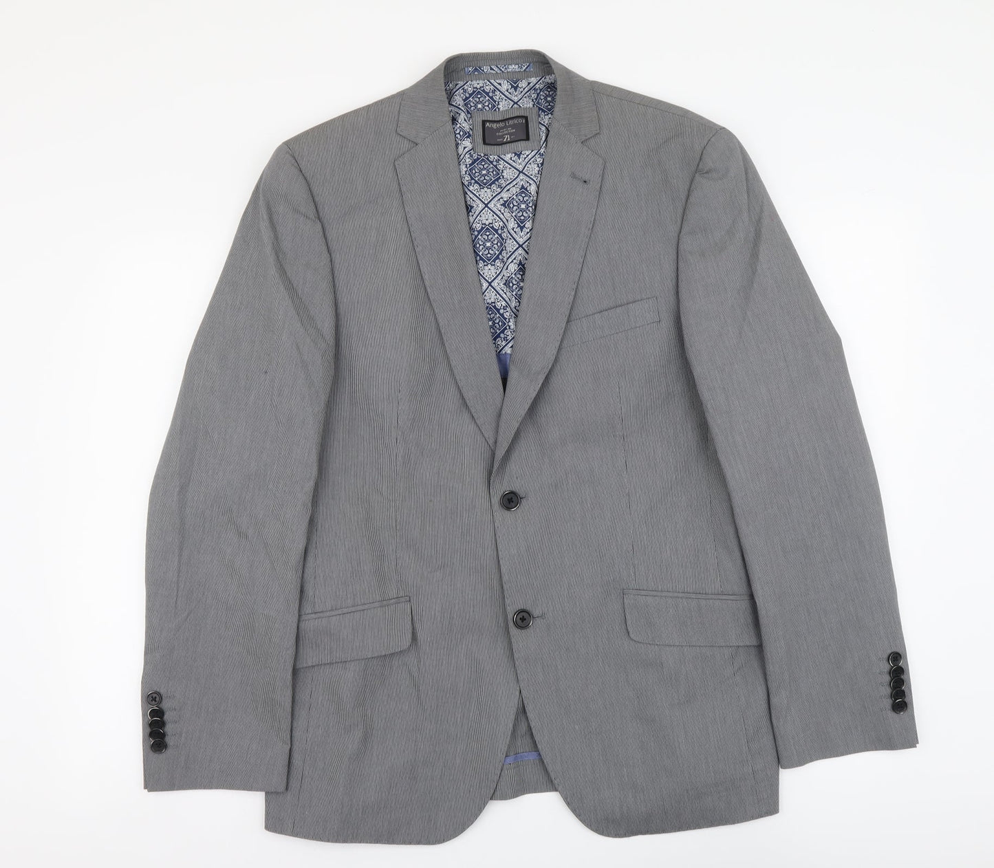 Angelo Litrico Mens Grey Polyester 3 Piece Suit Jacket Size M