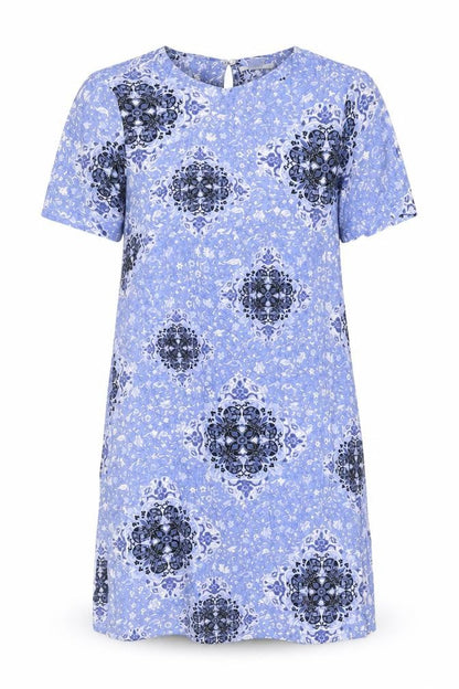 H&M Womens Blue Geometric Viscose A-Line Size XS Round Neck Pullover