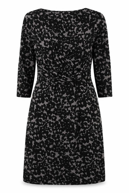 Monsoon Womens Black Floral Viscose Wrap Dress Size 10 V-Neck Tie