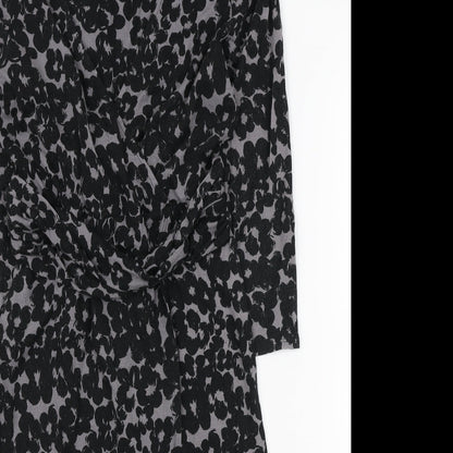 Monsoon Womens Black Floral Viscose Wrap Dress Size 10 V-Neck Tie
