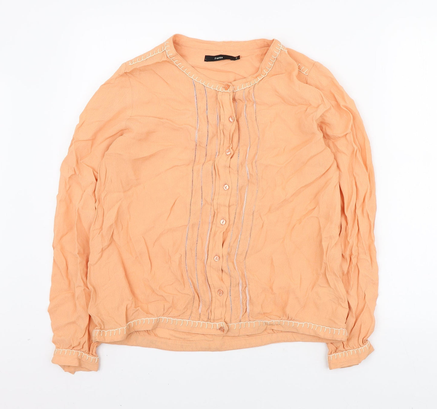Womens UK Size S Fransa Orange Basic Button-Up