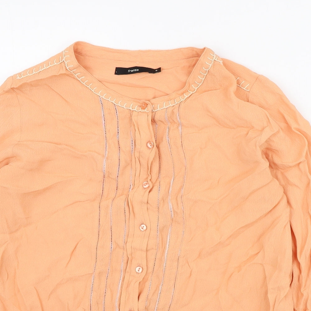 Womens UK Size S Fransa Orange Basic Button-Up