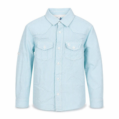 Rebel Boys Blue Striped Cotton Jersey Button-Up Size 6-7 Years Collared Button