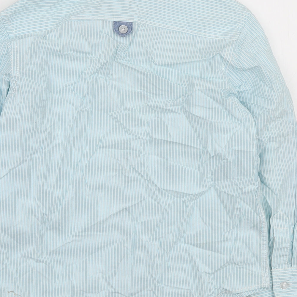 Rebel Boys Blue Striped Cotton Jersey Button-Up Size 6-7 Years Collared Button