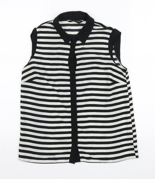 Womens UK Size 8 Dorothy Perkins Black Basic Button-Up