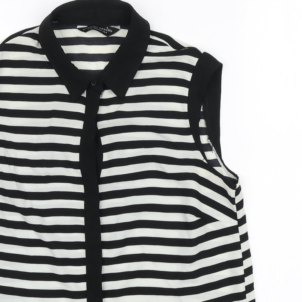 Womens UK Size 8 Dorothy Perkins Black Basic Button-Up