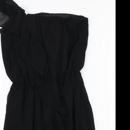 Lipsy Womens Black Polyester Mini Size 10 One Shoulder Pullover