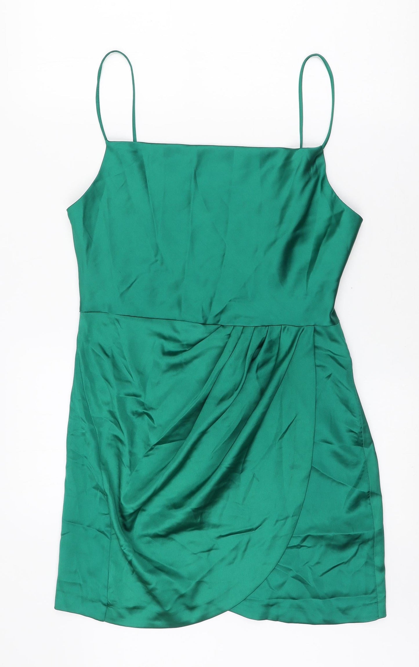Zara Womens Green Polyester Mini Size S Square Neck Zip