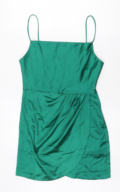 Zara Womens Green Polyester Mini Size S Square Neck Zip