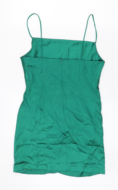 Zara Womens Green Polyester Mini Size S Square Neck Zip