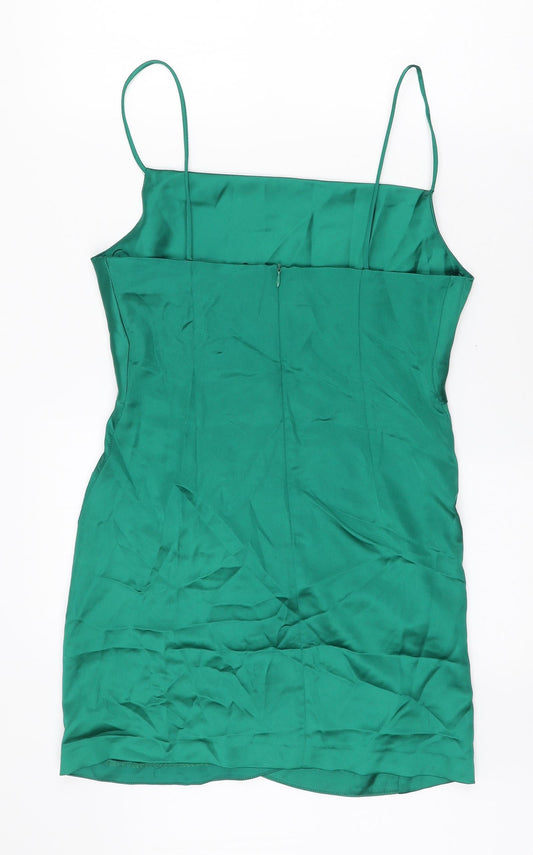 Zara Womens Green Polyester Mini Size S Square Neck Zip
