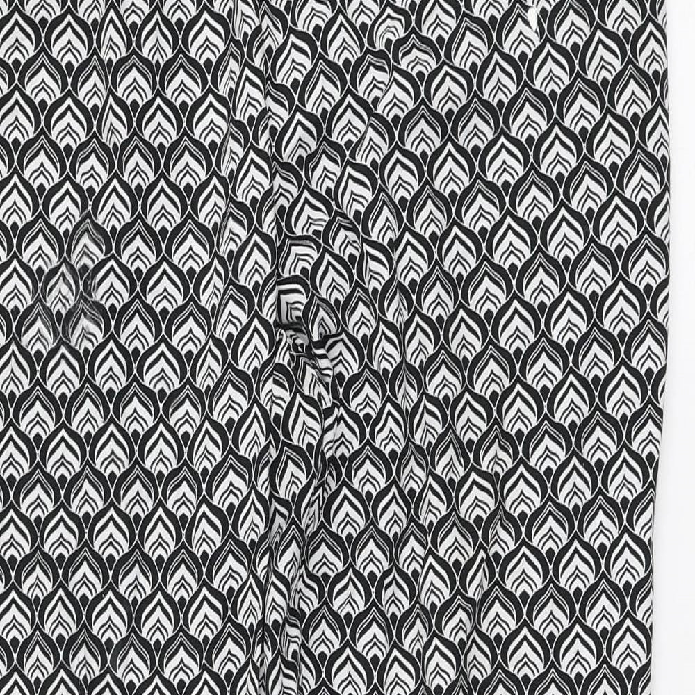 New Look Womens Black Geometric Polyester Trousers Size 12 L27 in Regular Tie