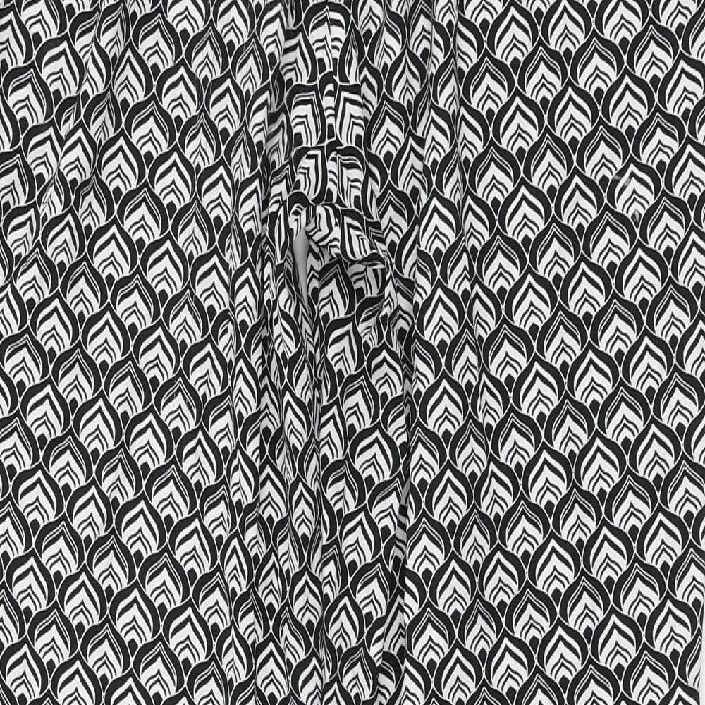 New Look Womens Black Geometric Polyester Trousers Size 12 L27 in Regular Tie