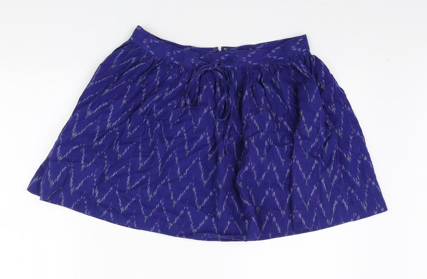 Gap Womens Blue Geometric Cotton Mini Skirt Size 6 Tie