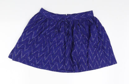 Gap Womens Blue Geometric Cotton Mini Skirt Size 6 Tie